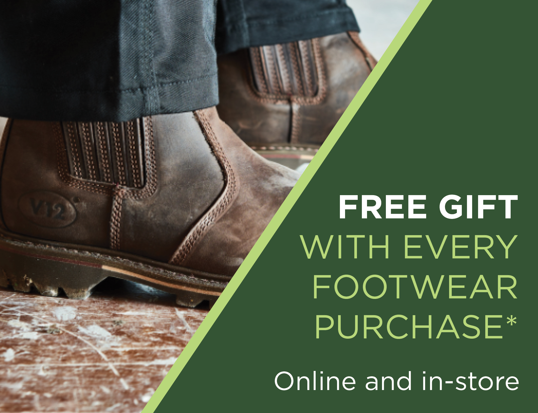 Free Gift With Every Footwear Purchase – Buckler Boots and V12